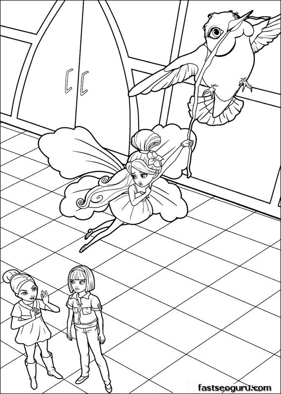 Printable barbie thumbelina Janessa and Lola coloring pages 